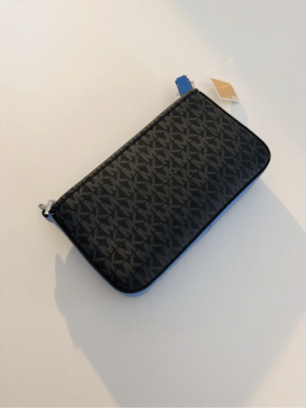 Michael Kors Black Logo Shoulder Bag with Blue Lettering